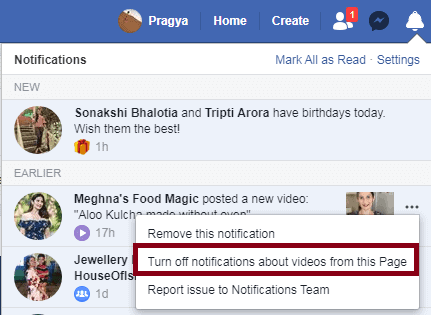 Clear Facebook Notification