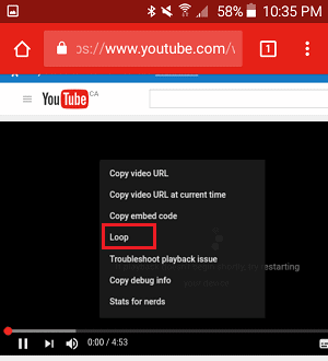 Loop YouTube Videos on Android