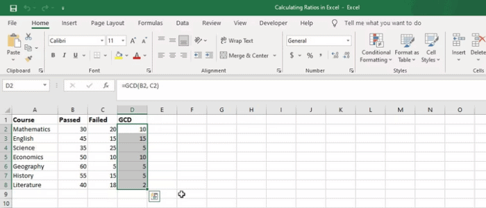 How to Calculate Ratios in Excel