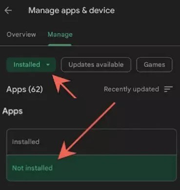 Recently Deleted Apps